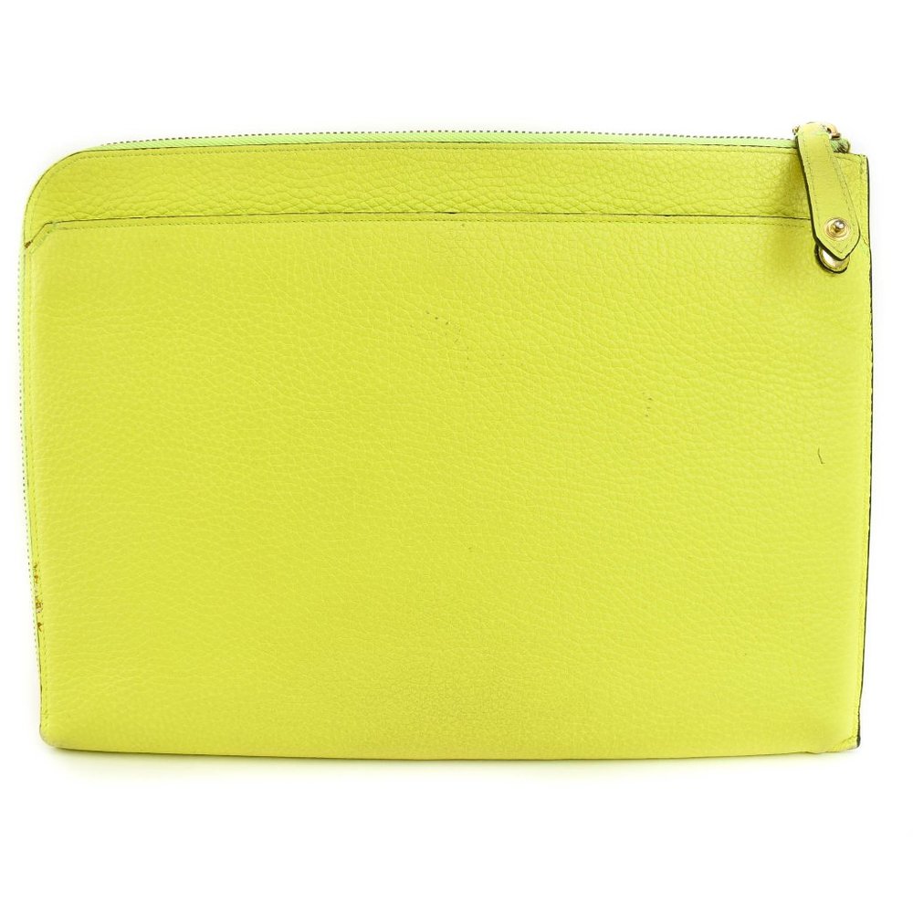 BURBERRY: Neon Yellow, Leather Logo Tablet/Portfolio/Laptop Case/Sleeve (wg) - Picture 3 of 10